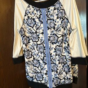 Chico's Black and Blue Floral Track 2 piece outfit. Size 2 - Chico’s.